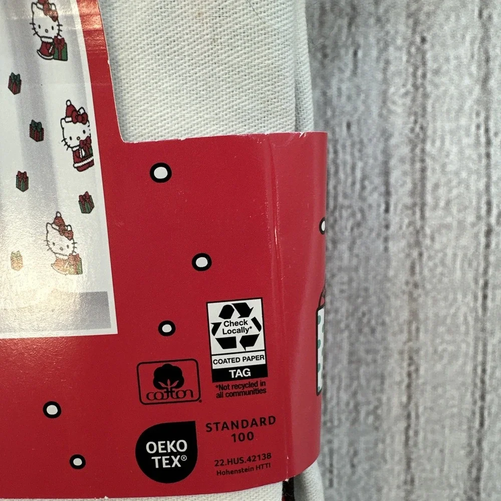 Hello Kitty Christmas Shower Curtain Sanrio Holiday Presents Festive White Red
